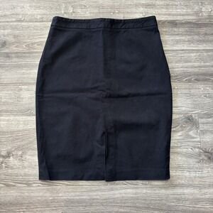 BANANA REPUBLIC Black Straight Pencil Zip Dressy Slit Skirt SZ 10 Office Career